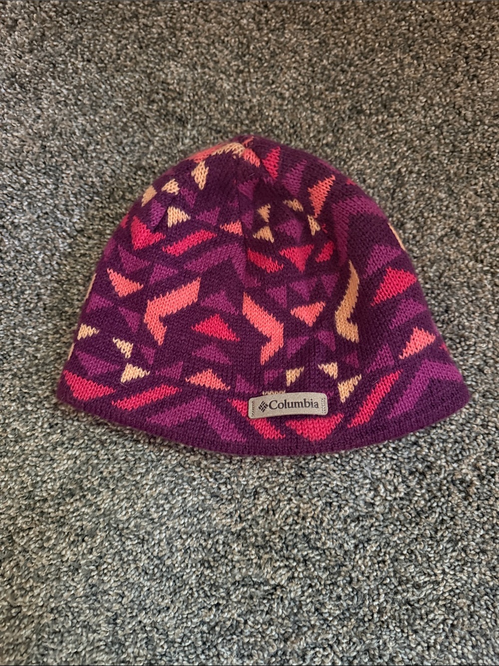 Columbia Kids Purple Beanie with Pink and Cream Accents